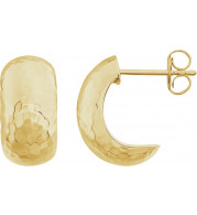 14K Yellow 15.2x7.9 mm Hammered J-Hoop Earrings - 860821001P