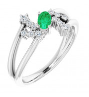 14K White Emerald & 1/8 CTW Diamond Bypass Ring - 72099614P