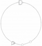 14K White .06 CTW Diamond Initial D 6-7 Bracelet - 65268960004P