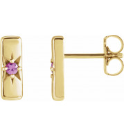 14K Yellow Pink Sapphire Starburst Bar Earrings - 87144607P
