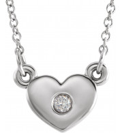 14K White .03 CTW Diamond Heart 16 Necklace - 86335600P
