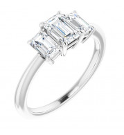 14K White 6x4 mm Emerald Cubic Zirconia & 1 1/5 CTW Diamond Engagement Ring - 12198660020P
