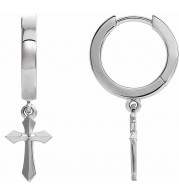 14K White Cross Drop Earrings - R17029600P