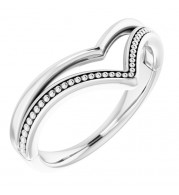 14K White Beaded V Ring - 51878101P