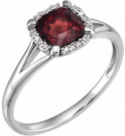 14K White Mozambique Garnet & .05 CTW Diamond Ring - 65195260001P