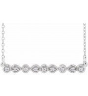 14K White .07 CTW Diamond Milgrain Bar 16-18 Necklace - 86704604P