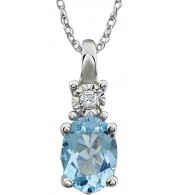 14K White Sky Blue Topaz & .02 CTW Diamond 18 Necklace - 651534101P