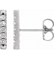 14K White 1/8 CTW Diamond French-Set Bar Earrings - 87066600P