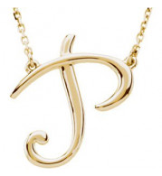 14K Yellow Script Initial P 16 Necklace - 84635232P