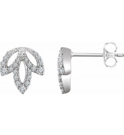 14K White 1/4 CTW Diamond Leaf Earrings - 65277160001P