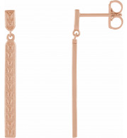 14K Rose 29x2.4 mm Sculptural Bar Earrings - 86791602P