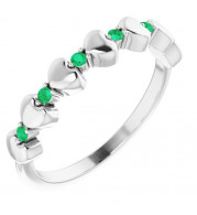 14K White Emerald Stackable Heart Ring - 71999601P