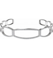 14K White 3/4 CTW Diamond Cuff 6 1/4 Bracelet - 65229760000P
