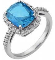 14K White Swiss Blue Topaz & .07 CTW Diamond Ring - 65142670001P