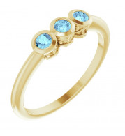 14K Yellow Aquamarine Three-Stone Bezel-Set Ring - 71996614P