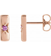14K Rose Pink Sapphire Starburst Bar Earrings - 87144612P