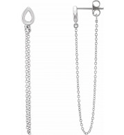 14K White Leaf Chain Earrings - 65239160000P