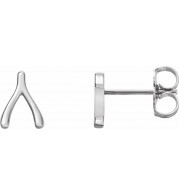 14K White Wishbone Earrings - 86438600P