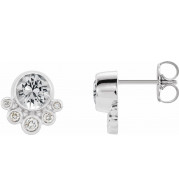 14K White Sapphire & 1/8 CTW Diamond Earrings - 86777680P