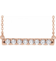 14K Rose 1/2 CTW Diamond French-Set Bar 18 Necklace - 86969727P