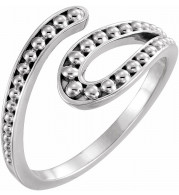 14K White Beaded Bypass Ring - 51714101P