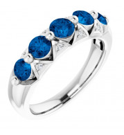 14K White Ceylon Blue Sapphire & .03 CTW Diamond Ring - 693141170P