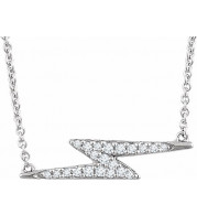 14K White 1/8 CTW Diamond Lightning Bolt 16-18 Necklace - 65214060001P