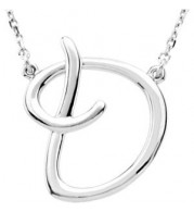 14K White Script Initial D 16 Necklace - 84635101P