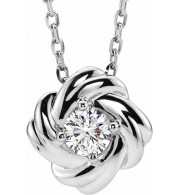 14K White 1/6 CTW Diamond Knot 16-18 Necklace - 86655605P