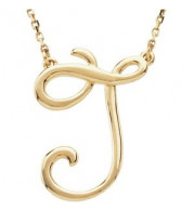 14K Yellow Script Initial J 16 Necklace - 84635205P