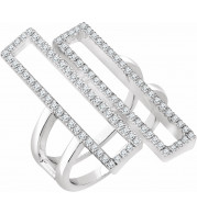 14K White 1/2 CTW Diamond Double Rectangle Geometric Diamond Ring - 65241960000P