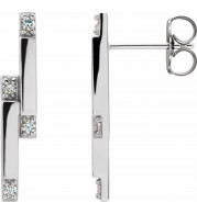 14K White 1/10 CTW Diamond Bar Earrings - 87051600P