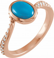 14K Rose Turquoise & 1/5 CTW Diamond Ring - 72091607P