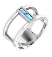14K White Aquamarine Baguette Ring - 71884615P