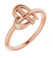 14K Rose Heart Cross Ring - R43065103P