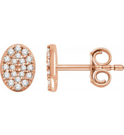 14K Rose 1/6 CTW Diamond Oval Cluster Earrings - 65183160002P