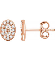 14K Rose 1/6 CTW Diamond Oval Cluster Earrings - 65183160002P