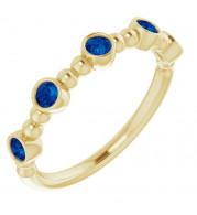 14K Yellow Stackable Blue Sapphire Bead Ring - 71991601P