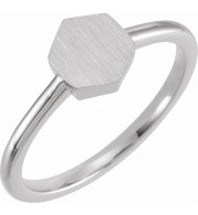 14K White  9.5x8 mm Geometric Signet Ring - 52180102P
