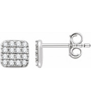 14K White 1/5 CTW Diamond Square Cluster Earrings - 65183460001P