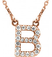 14K Rose Initial B 1/8 CTW Diamond 16 Necklace - 67311153P
