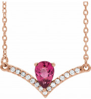 14K Rose Pink Tourmaline & .06 CTW Diamond 18 Necklace - 868146127P