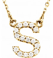 14K Yellow Initial S 1/8 CTW Diamond 16 Necklace - 67311144P