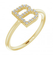 14K Yellow 1/8 CTW Diamond Initial B Ring - 1238346006P