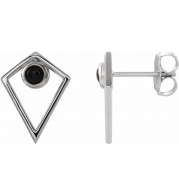 14K White Onyx Cabochon Pyramid Earrings - 86862600P