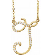 14K Yellow 1/10 CTW Diamond Initial J 16 Necklace - 67399119P