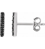 14K White 1/10 CTW Black Diamond Bar Earrings - 65175760003P