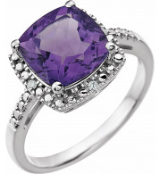 14K White Amethyst & .03 CTW Diamond Ring - 651604100P
