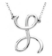 14K White Script Initial L 16 Necklace - 84635237P