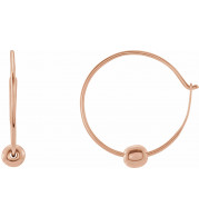 14K Rose Youth Hoop Earrings with Bead - 192301602P